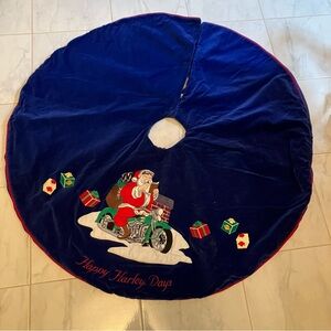 Harley-Davidson Festive Blue Tree Skirt with Santa Design